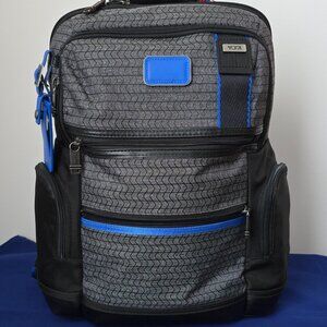 NWT -TUMI Parrish Backpack Charcoal with Chevron Blue Trim Pattern backpack